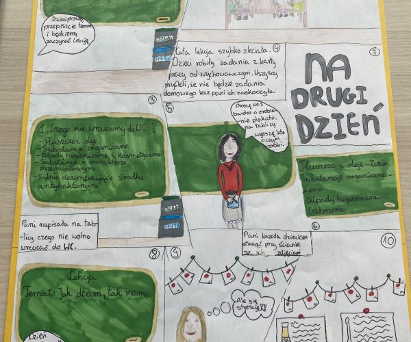 Praca plastyczna przedstawiająca komiks